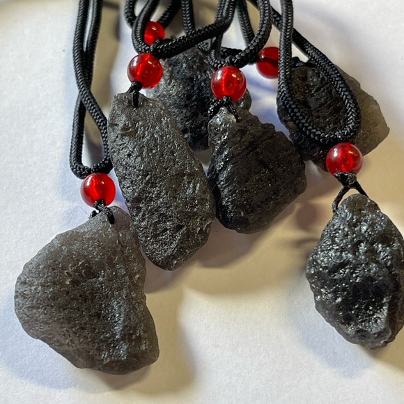 Tektite Saffordite Cintamani Pendant With Cord Necklace - Picture 6 of 7